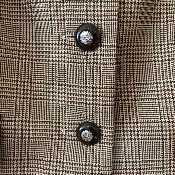 Vintage 80s Virgo II Tan Khaki Brown Houndstooth Blazer w/ Shoulder Pads Size 14 - Picture 10 of 14
